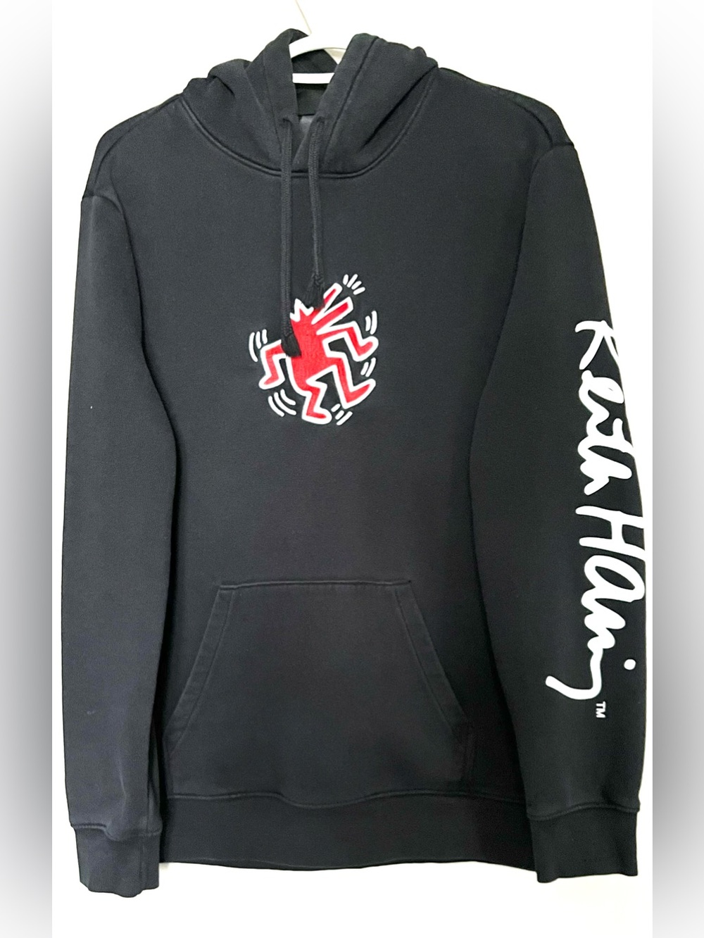 Keith Haring Black Hoodie with Red Dancing Figure